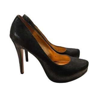 BCBGeneration PARADE‎ Black Sandalwood Snake Leather Platform Pumps 9